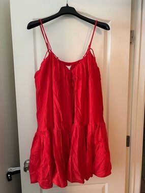 H&M Red Spaghetti-Strap Tiered Sundress